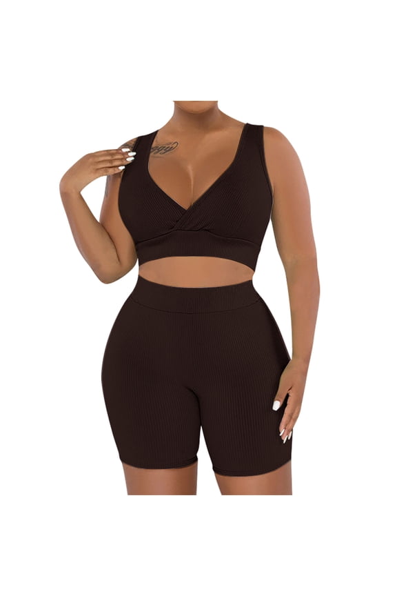 Sweatsuit Sets for Women 2 Piece Sleeveless Tank Top and Shorts Outfits Solid Jogger Workout Biker Yoga Lounge Tracksuits Sets