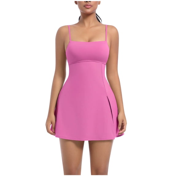 Dvprdro Tennis Dress for Women V Neck Sleeveless 2 in 1 Built In Bra Shorts Breathable Lightweight Summer Exercise