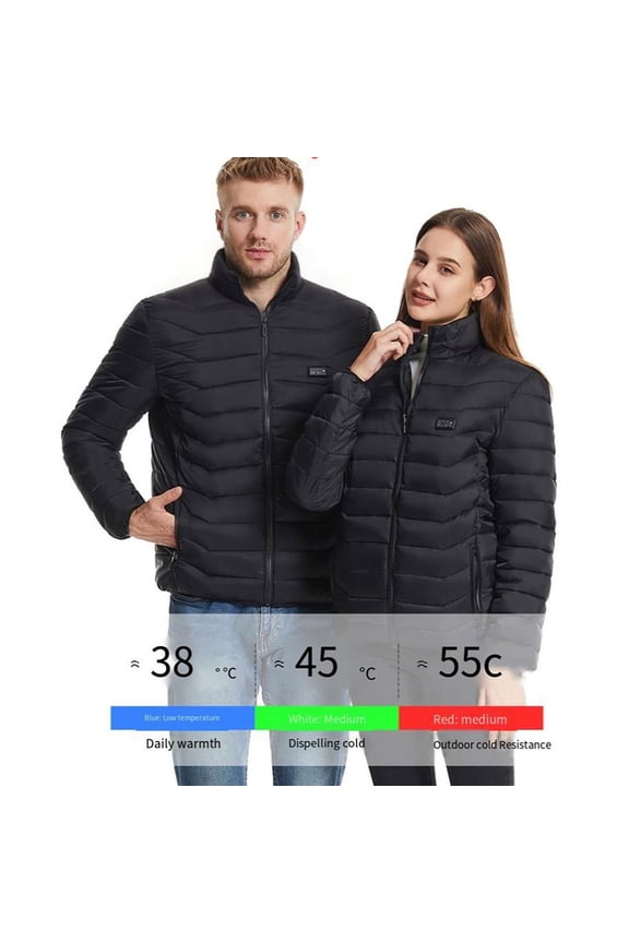 Unisex Heated Jacket for Men Women Warm USB Electric Puffer Coat 21-Zones 4 Control Thermal Long Sleeve Winter Cothing with No Battery