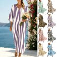 thumbnail image 1 of Dvprdro V Neck 3/4 Sleeve Moire Print Maxi Dress for Women Loose A Line Flowy Summer Beach Vacation Boho, 1 of 8