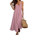 thumbnail image 1 of Dvprdro V Neck Sleeveless Ribbed Knit Soft Stretchy Loose A Line Maxi Dress for Women 2026 Summer Beach Vacation Solid, 1 of 10
