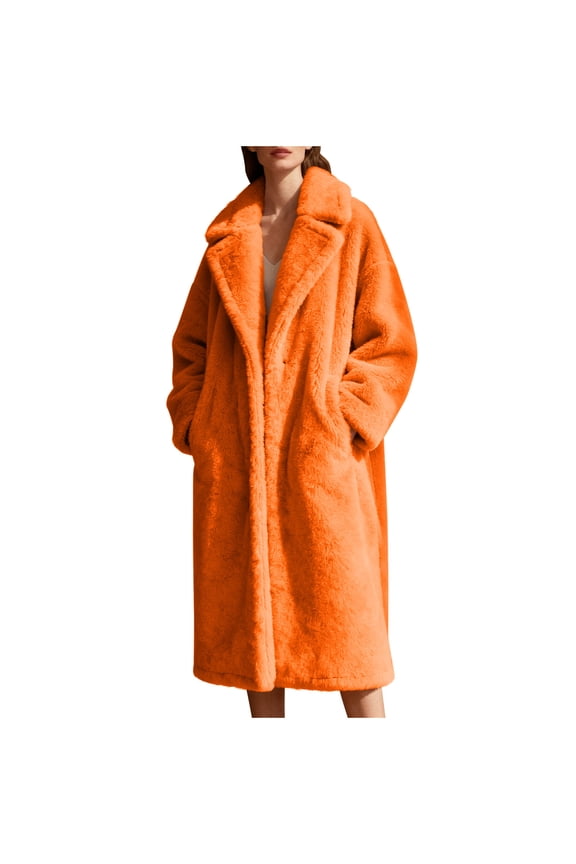 Winter Coats for Women Plus Size Womens Long Faux Fur Coat Thick Fuzzy Fleece Jacket Warm Outwear