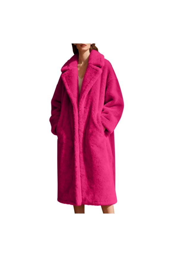 Winter Coats for Women Plus Size Womens Long Faux Fur Coat Thick Fuzzy Fleece Jacket Warm Outwear
