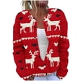 thumbnail image 1 of Dvprdro Women Christmas Print Sweaters Plus Size Button Down Cardigan Casual Long Sleeve Knit Sweater Coat Jackets for Women, 1 of 5