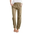 thumbnail image 1 of Dvprdro Women's Cotton Linen Pants with Tie Casual Solid Trendy Straight Leg Trousers with Pockets, 1 of 5