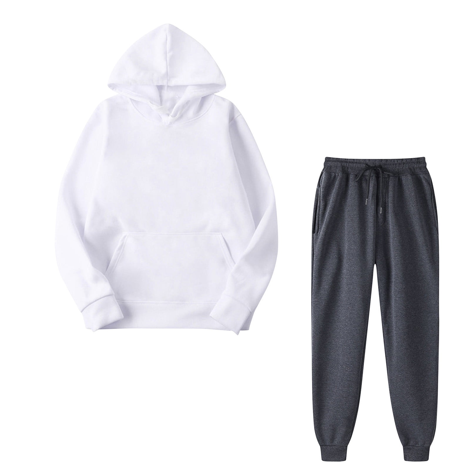 Casual 2-Piece Set Solid Color Leggings & Letter Print Hooded Sweatshirt