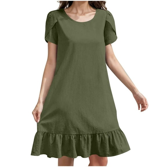 Dvprdro Women's Imitation Cotton Linen Dress Summer Fashion Solid V Neck Sleeveless Pleated Flowy Spaghetti Strap Casual Loose Beach Sun Maxi Dress with Pockets