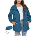 thumbnail image 1 of Dvprdro Women's Lightweight Waterproof Rain Jacket Loose Comfy Outdoor Windbreaker Zip Up Packable Hooded Raincoats with Zip Pockets Trendy Fall Rainproof Jacket for Women Sky Blue S, 1 of 8