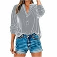 thumbnail image 1 of Dvprdro Women's Long Sleeve Plus Size Casual Velvet Shirts Tops Loose Button V-Neck Tunic Blouse, 1 of 6