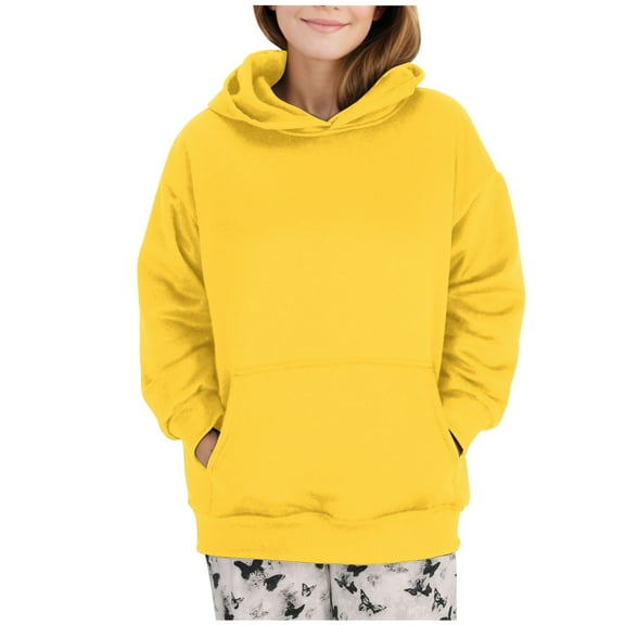 Dvprdro Hoodies for Women Oversized Solid Color Long Sleeve Fleece Sweatshirt Trendy Pullover Tops with Pockets