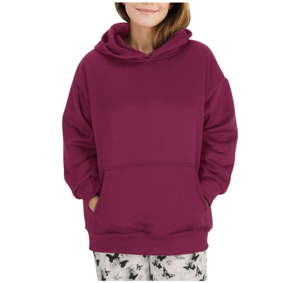 Dvprdro Hoodies for Women Oversized Solid Color Long Sleeve Fleece Sweatshirt Trendy Pullover Tops with Pockets