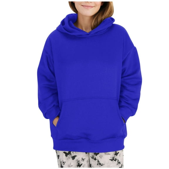 Dvprdro Hoodies for Women Oversized Solid Color Long Sleeve Fleece Sweatshirt Trendy Pullover Tops with Pockets