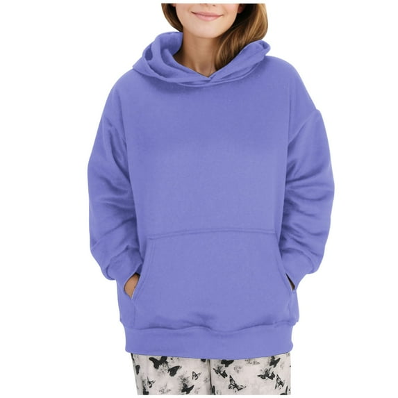 Dvprdro Hoodies for Women Oversized Solid Color Long Sleeve Fleece Sweatshirt Trendy Pullover Tops with Pockets