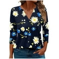 thumbnail image 1 of Dvprdro Women's Plus Size Floral Tunic Blouse Casual Boho Printed V Neck Loose Shirt Top Basic 3/4 Sleeve Comfy Tops, 1 of 5