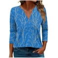 thumbnail image 1 of Dvprdro Women's Plus Size Floral Tunic Blouse Casual Boho Printed V Neck Loose Shirt Top Basic 3/4 Sleeve Comfy Tops, 1 of 5