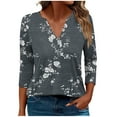 thumbnail image 1 of Dvprdro Women's Plus Size Floral Tunic Blouse Casual Boho Printed V Neck Loose Shirt Top Basic 3/4 Sleeve Comfy Tops, 1 of 5
