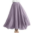 thumbnail image 1 of Dvprdro Women's Plus Size Linen Long Skirts Summer Fashion Solid Pleated Elastic Waist Casual Loose A Line Maxi Skirt Rose Gold Sizes M, 1 of 5