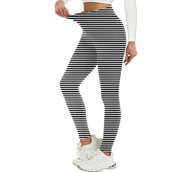 Dvprdro Women's Striped Printed Leggings High Waist Tights for Women Stretchy Holiday Stripe Yoga Pants
