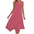 thumbnail image 1 of Dvprdro Women's Summer Tank Dress Fashion Solid Crew Neck Sleeveless A Line Flowy Casual Loose Beach Midi Dress, 1 of 5