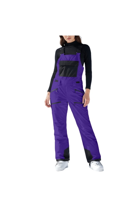 Women's Thermal Snow Ski Overalls Waterproof Windproof Insulated Warm Snowboard Snow Bib Pants