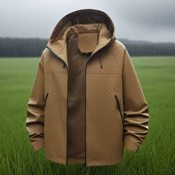 Dvprdro Women's Waterproof Hooded Zip-Up Jacket Lightweight Hiking Windbreaker with Pockets for Outdoor Sports Breathable Rain Coat Coffee XXXXL