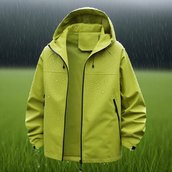 Dvprdro Women's Waterproof Hooded Zip-Up Jacket Hiking Windbreaker with Pockets for Outdoor Sports Rain Coat Green XXXL