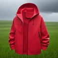 thumbnail image 1 of Dvprdro Women's Waterproof Hooded Zip-Up Jacket Lightweight Hiking Windbreaker with Pockets for Outdoor Sports Breathable Rain Coat Red M, 1 of 5