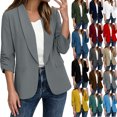 thumbnail image 1 of Dvprdro Womens 3/4 Sleeve Blazer Open Front Notch Lapel Casual Business Jacket Light weight Work Office Solid, 1 of 8