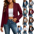 thumbnail image 1 of Dvprdro Womens Blazer Short Crop Long Sleeve Notch Lapel Business Casual Jacket Office Work Outerwear, 1 of 9