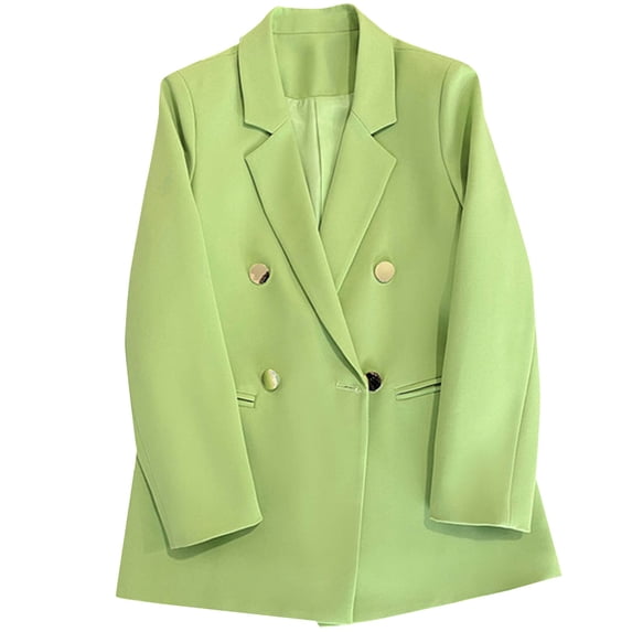 Dvprdro Womens Casual Blazer Jackets Double Breasted Button Long Sleeve Work 0ffice Blazers Slim Fit Formal Cardigan Lapel Open Front Suit Coat