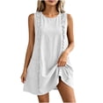 thumbnail image 1 of Dvprdro Womens Casual Summer Mini Dress Crewneck Sleeveless Ruffle Detail Side Pockets Shift A Line Dress Solid, 1 of 8