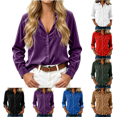 thumbnail image 1 of Dvprdro Womens Corduroy Shirt Button Down Collared Long Sleeve with Pockets Solid Casual Fall Tops, 1 of 8