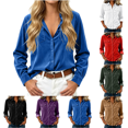 thumbnail image 1 of Dvprdro Womens Corduroy Shirt Button Down Collared Long Sleeve with Pockets Solid Casual Fall Tops, 1 of 8