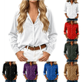 thumbnail image 1 of Dvprdro Womens Corduroy Shirt Button Down Collared Long Sleeve with Pockets Solid Casual Fall Tops, 1 of 8