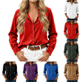 thumbnail image 1 of Dvprdro Womens Corduroy Shirt Button Down Collared Long Sleeve with Pockets Solid Casual Fall Tops, 1 of 8