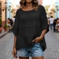 thumbnail image 1 of Dvprdro Womens Cotton Linen Blouses 3/4 Sleeve Round Neck Loose Fit Tops Casual Summer Shirts, 1 of 10