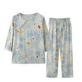 Dvprdro Womens Cotton Pajamas Set Floral Printed Long Sleeve Pullover