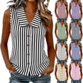 thumbnail image 1 of Dvprdro Womens Cotton Striped Top Collared Sleeveless Button Front Loose Fit Summer Casual Shirt, 1 of 9