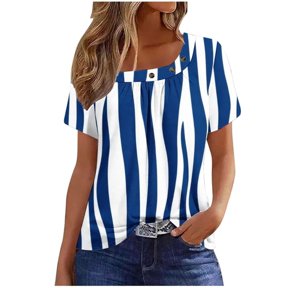 Dvprdro Womens Floral Print Round Neck Top Short Sleeve Ruched Detail Breathable Summer T Shirts
