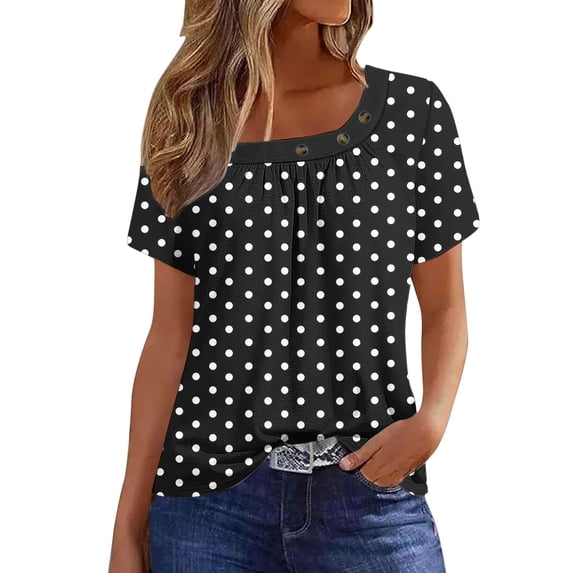 Dvprdro Womens Floral Print Round Neck Top Short Sleeve Ruched Detail Breathable Summer T Shirts