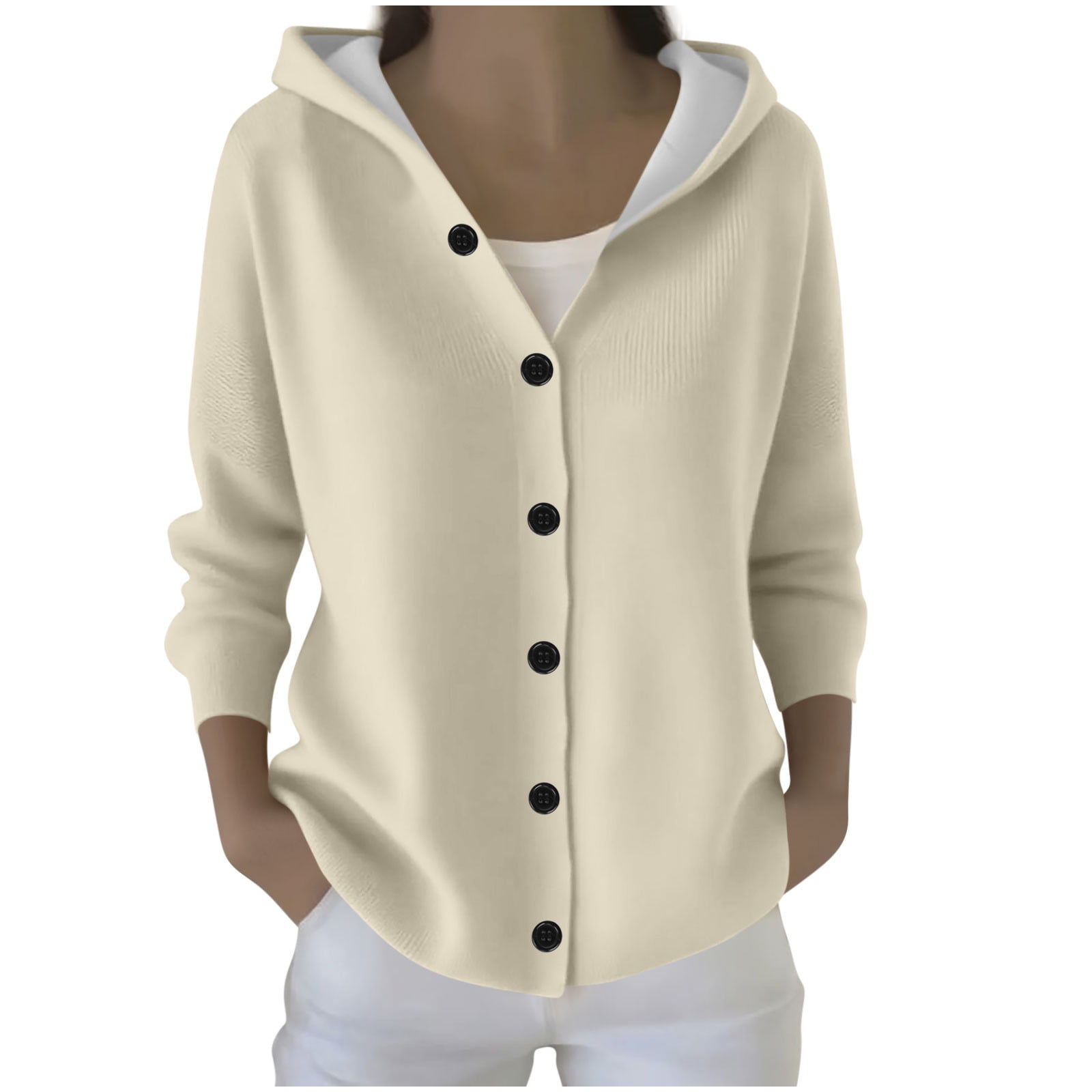 Dvprdro Womens Hooded Cardigan Sweaters Ombre Button Front Knit Sweater ...