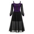 thumbnail image 1 of Dvprdro Womens Off Shoulder Dress Long Sleeve Mesh Sheer Ruched Waist Tie Halloween Party Club Bodycon Dresses, 1 of 9