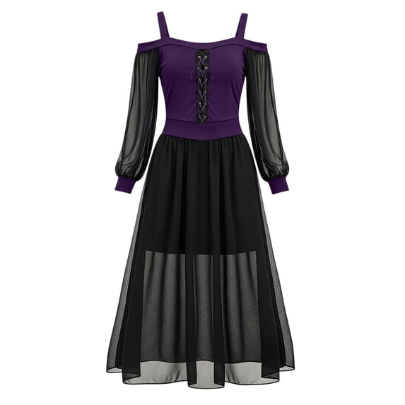 Dvprdro Womens Off Shoulder Dress Long Sleeve Mesh Sheer Ruched Waist Tie Halloween Party Club Bodycon Dresses