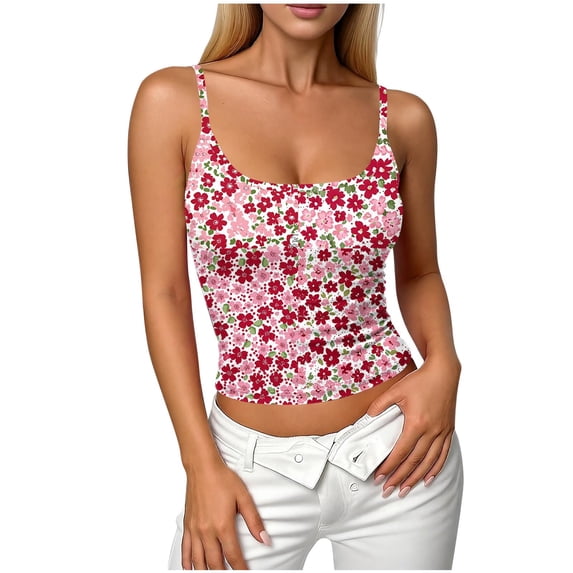 Dvprdro Womens Printed Cami Tops with Built in Bra Adjustable Spaghetti Straps Back Buckle Closure Summer Casual