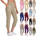 thumbnail image 1 of Dvprdro Womens Pull On Capri Pants Elastic Waist Side Pockets Solid Lightweight Summer Trousers, 1 of 8