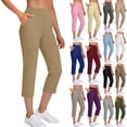 thumbnail image 1 of Dvprdro Womens Pull On Capri Pants Elastic Waist Side Pockets Solid Lightweight Summer Trousers, 1 of 8