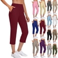 thumbnail image 1 of Dvprdro Womens Pull On Capri Pants Elastic Waist Side Pockets Solid Lightweight Summer Trousers, 1 of 8