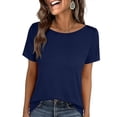 thumbnail image 1 of Dvprdro Womens Short Sleeve Crewneck T Shirts Solid Color Casual Basic Tees Summer Tops, 1 of 7