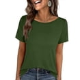 thumbnail image 1 of Dvprdro Womens Short Sleeve Crewneck T Shirts Solid Color Casual Basic Tees Summer Tops, 1 of 7