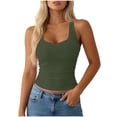 thumbnail image 1 of Dvprdro Womens Soft Stretchy Ruched Tank Tops Crewneck Sleeveless Pull On Solid Casual Summer T Shirts, 1 of 8